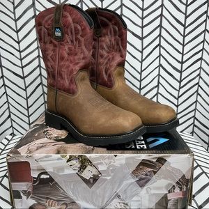 NWT Mcrae Boots Maroon Safety Cowboy Boots